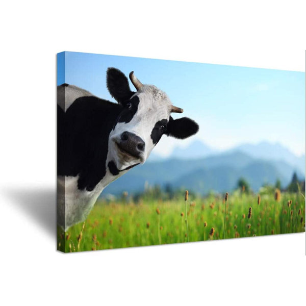 Rosalind Wheeler Farm Animal Canvas Prints Wall Art Funny Cow On Gr